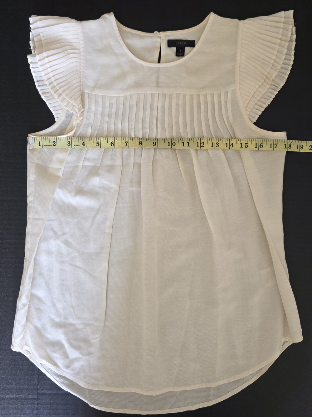 J. Crew Ivory Silk Blouse Plated Flutter Slevees Clean girl Mininmalist Scandi - Picture 5 of 7